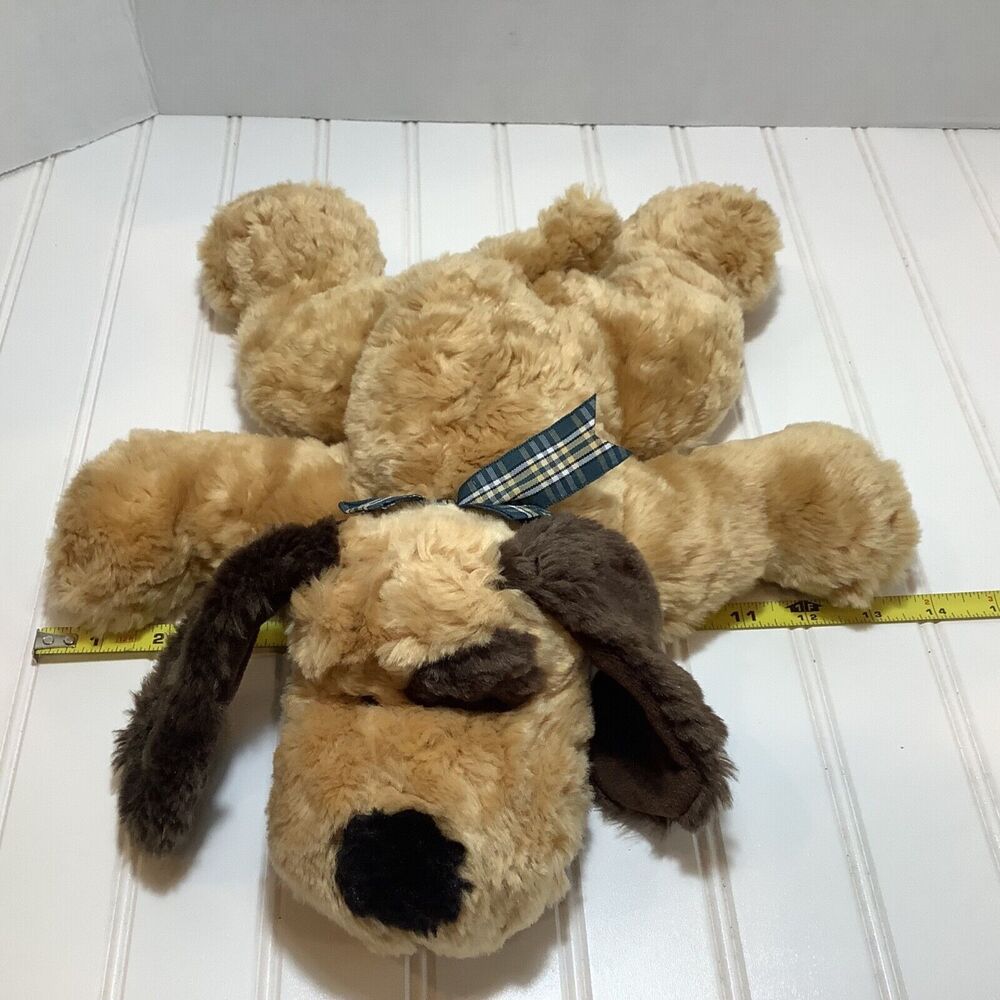 WALMART Floppy 15” SPOT Eye PUPPY Dog  Stuffed/Bean Plaid Collar